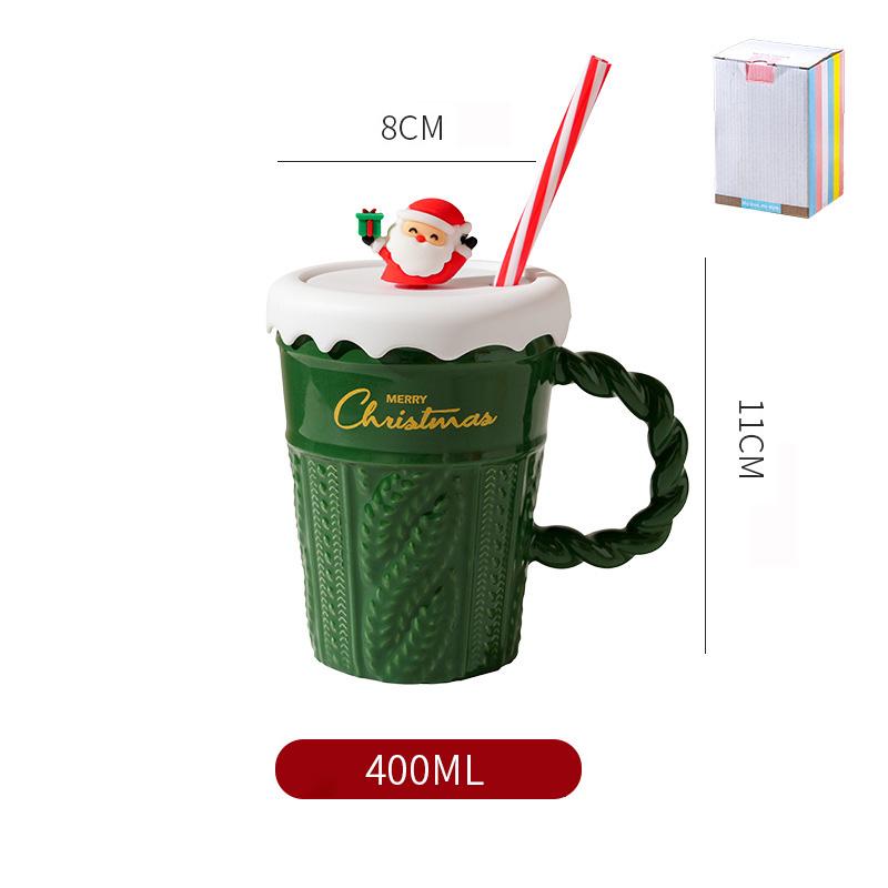 Christmas Ceramic Coffee Mugs With Lid Pleased Christmas Ceramic Mugs Delicate Cup For Holiday New Year's Gift for Children