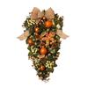 Christmas Wreath for Front Door Artificial Green Pine Needles Teardrop Swag Christmas Garland Decoration with Balls Bows Holiday Decor