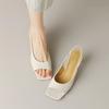 Square Heel Sandals Open-toed Simple Back Empty Temperament Roman Thin French High Heels Women's Summer Spring 2025 New Models