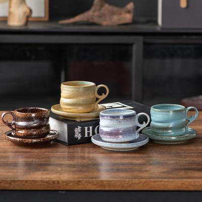 Copo de Cerâmica Retrô Copo de Café e Pires de Formato Especial Cerâmica Groseira Copo Criativo Xícara de Café Escritório