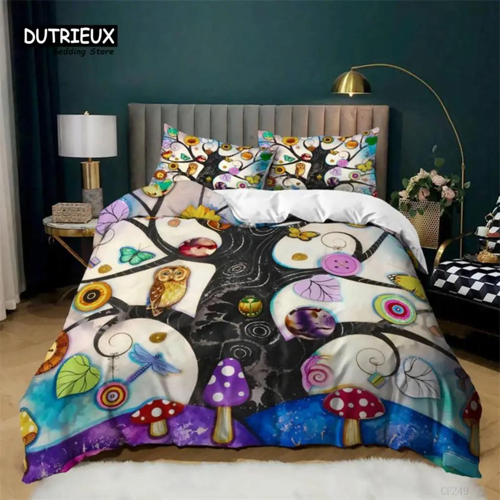 Nature Tree of Life Duvet Cover Microfiber Mystery Gothic Bedding Set Exotic Celtic Knot Quilt Cover King Queen For Kids Adults