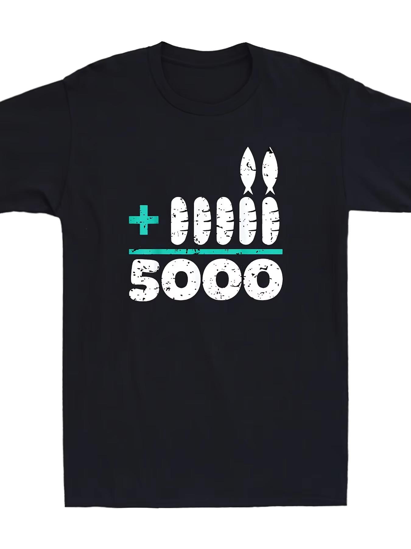 2026 New Jesus 2 Fishes 5 Breads 5000 Chosen Against The Current Funny Meme Print Tshirt Short Sleeve Mens and Womens Tshirt M