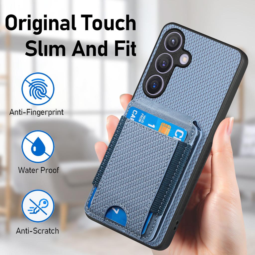 Pouzdro pro Samsung Galaxy S25+ s držákem karet a stojánkem, kožené, zadní kryt