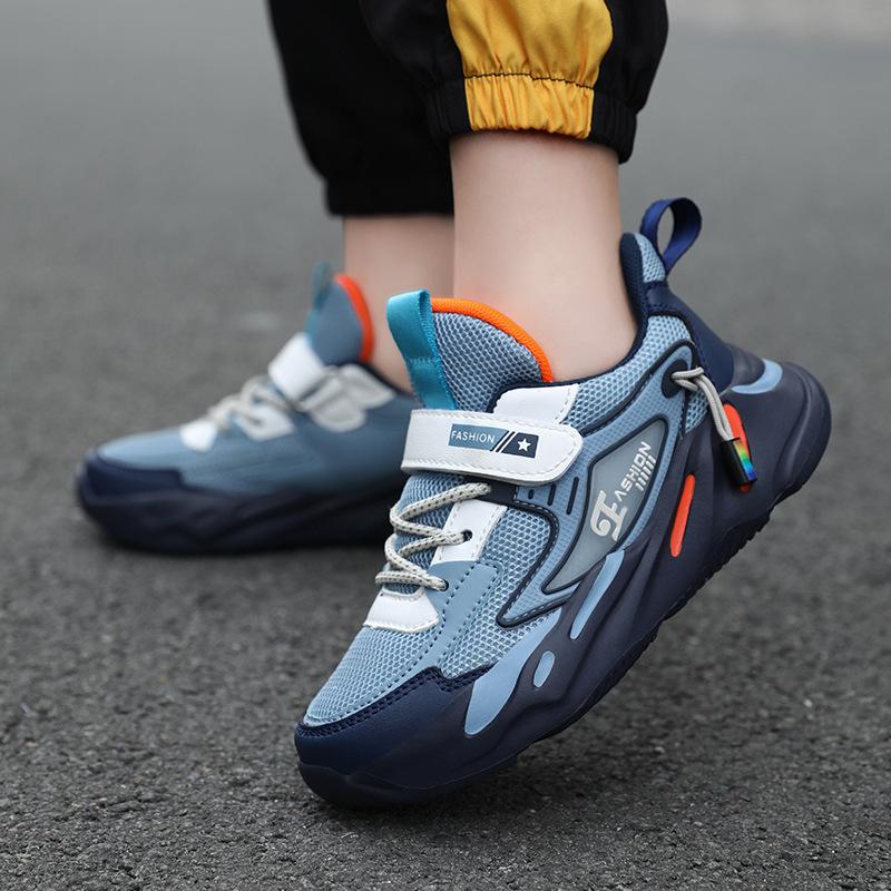 Cross-border hot selling children's shoes boys' spring and autumn mesh breathable non-slip thick-soled student casual running children's sneakers