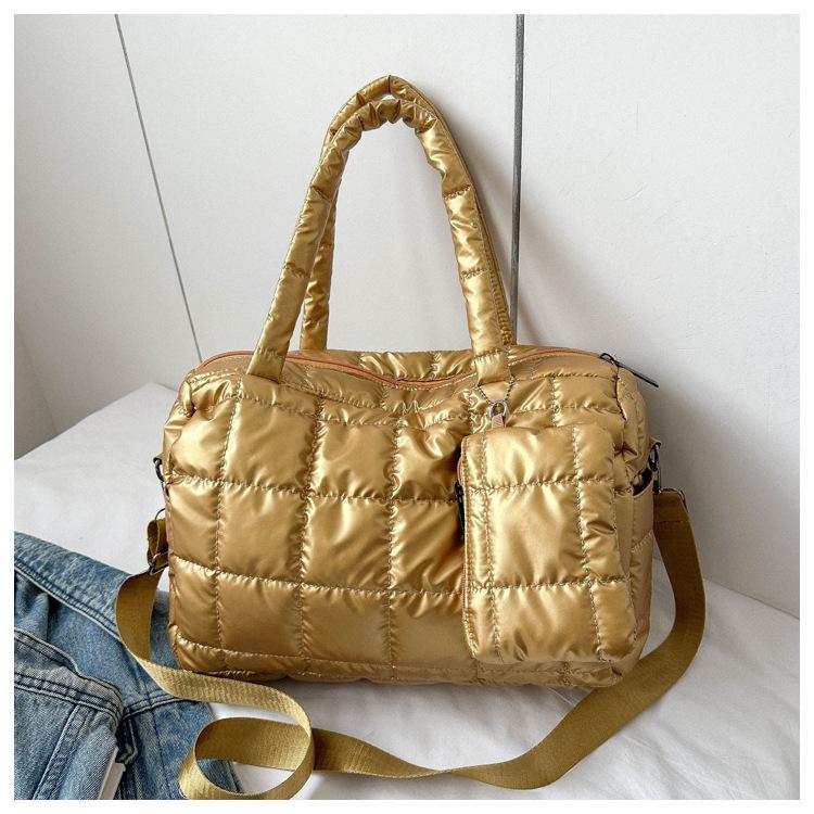 Autumn and Winter Advanced Sense Space Cotton Down Bag Large Capacity Crossbody Portable Dual-purpose Tote Bag Commuter Women's Bag