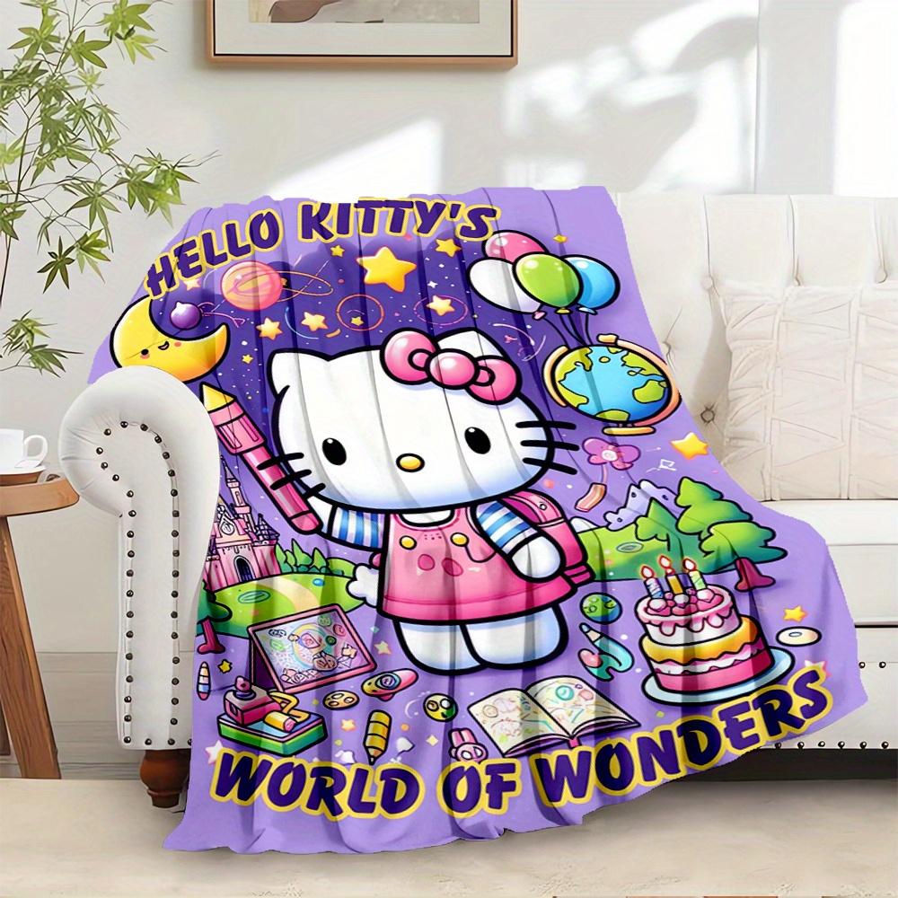 

For Hello Kitty, World of Wonders, Fantasy ElementsAnime-Themed Flannel Blanket, Glam Style, Digital Print, All-Season Comfort, Tear-Resista 130x150cm