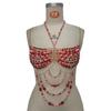 Elegant Red Beaded Body Chain For Women Stylish Statement Jewelry Accessory Perfect For Parties And Weddings
