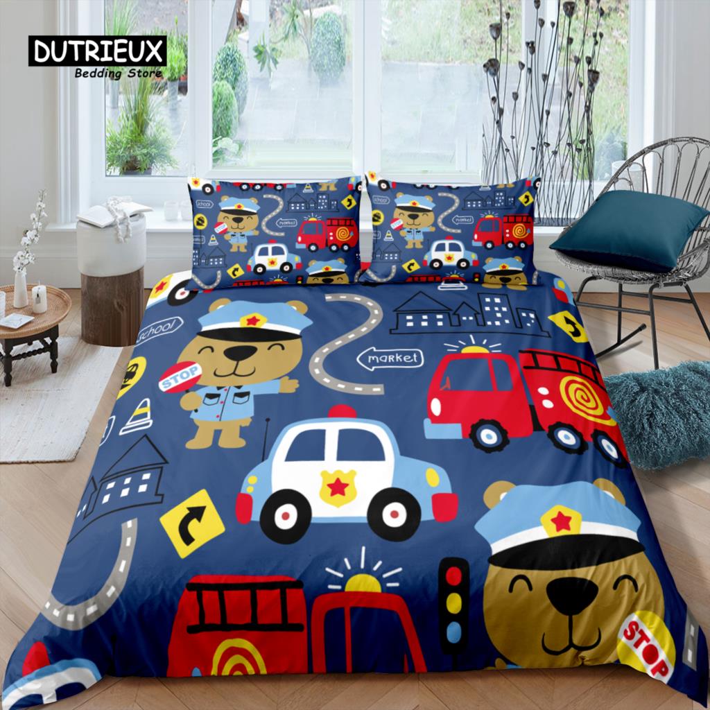 Home Living Luxury 3D Firemen Bedding Set Duvet Cover Pillowcase Kids Bedding Set Queen and King EU/US/AU/UK Size