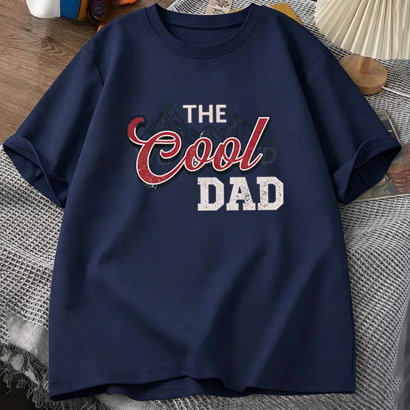 The Cool Dad Mountain T‑shirt Vintage Retro Lettering Casual Short Sleeve Mens Tee Fathers Day Gift Fathers Day Mens T‑shirts S