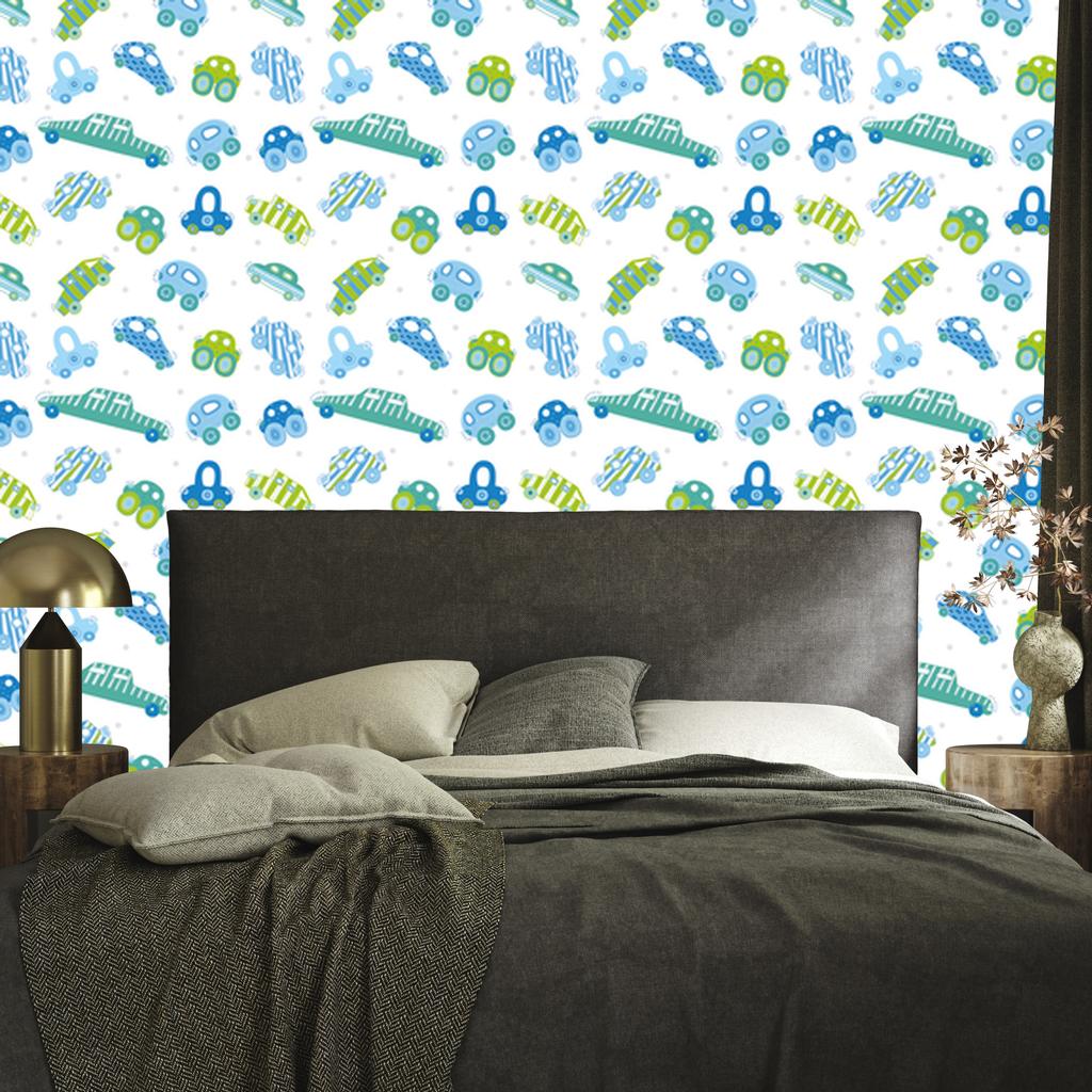 Blue and green cars wallpaper for living room and bedroom 50x1000