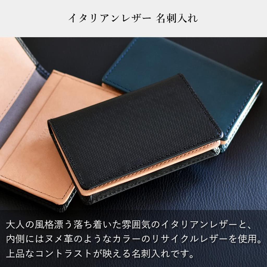 TAVARAT Business Card Genuine Italian Large Flat Series Men's Holder, Leather, Capacity, (Black-Saffiano)