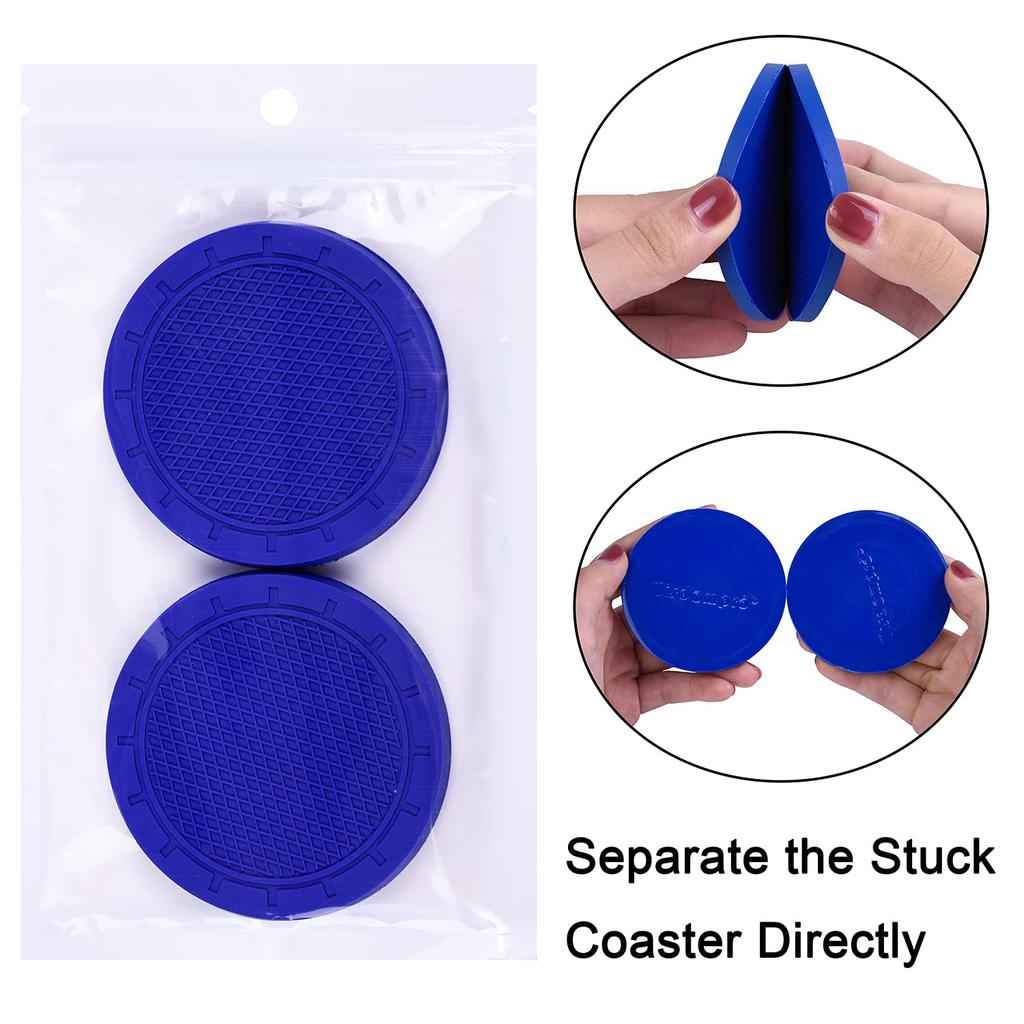 Wisdompro Car Non-Slip Coaster Drink Holder Cup Mat Vinyl Anti-Slip Vibration Proof Round 70mm Diameter 4pcs Blue