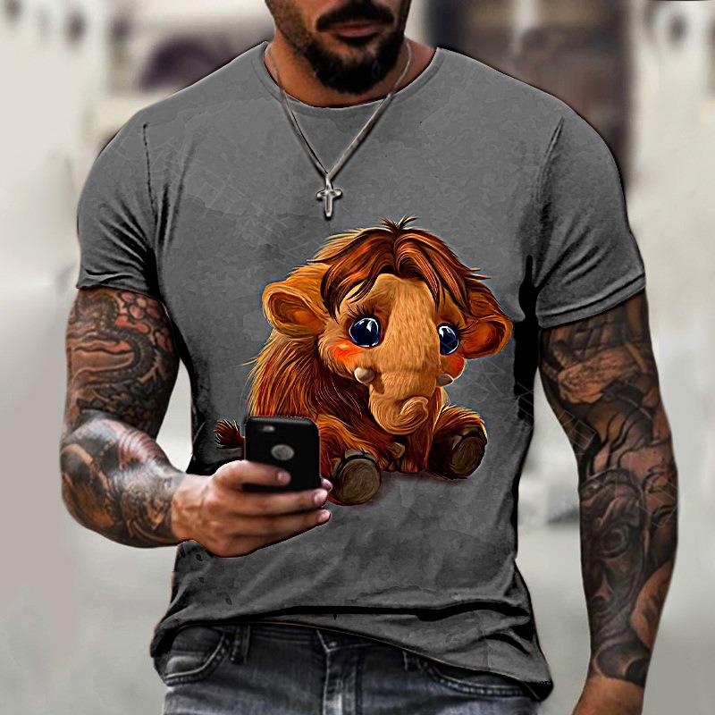 Funny Men's T Shirt Animal Graphic 3D Print Pullover Summer Casual Short Sleeve Tee Fashion Outdoor T-Shirt Male Oversized Clothing