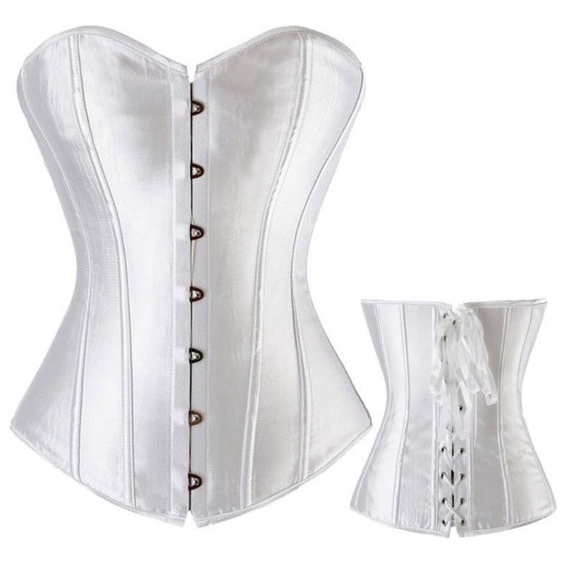 Pink Satin Strapless Corset Top Front Hook Lace Up Back Boned Bustier For Women S