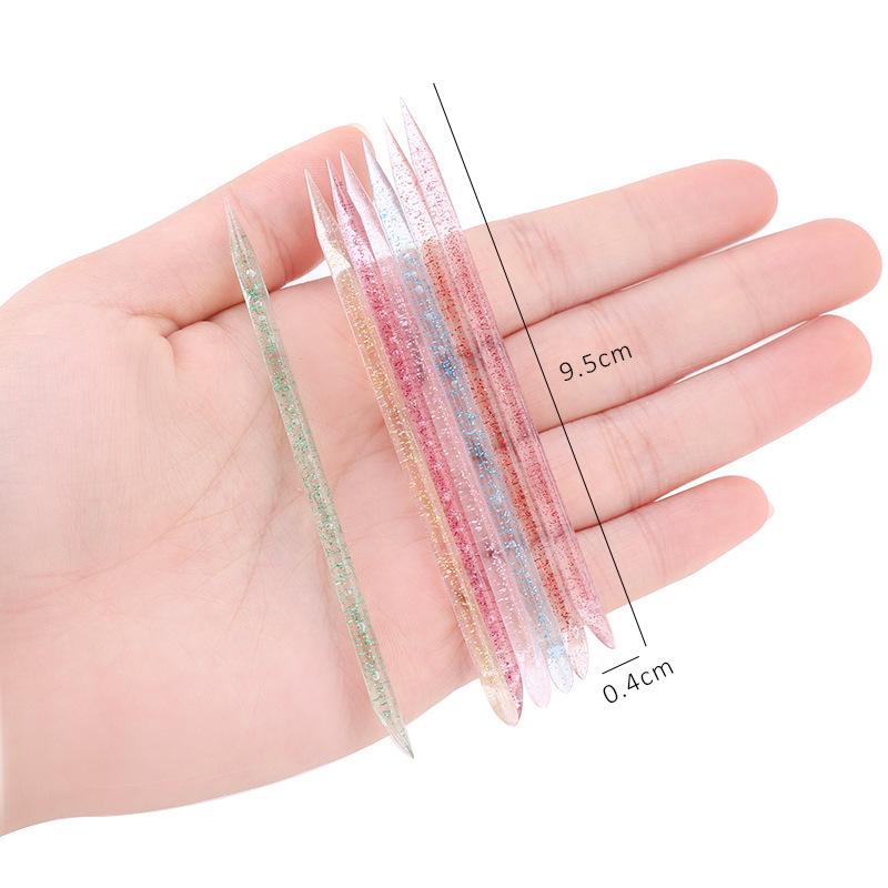 Multicolor Crystal Stick Manicure Dotting Tool Set (100-Pack) - Plastic Orange Wood Cuticle Remover