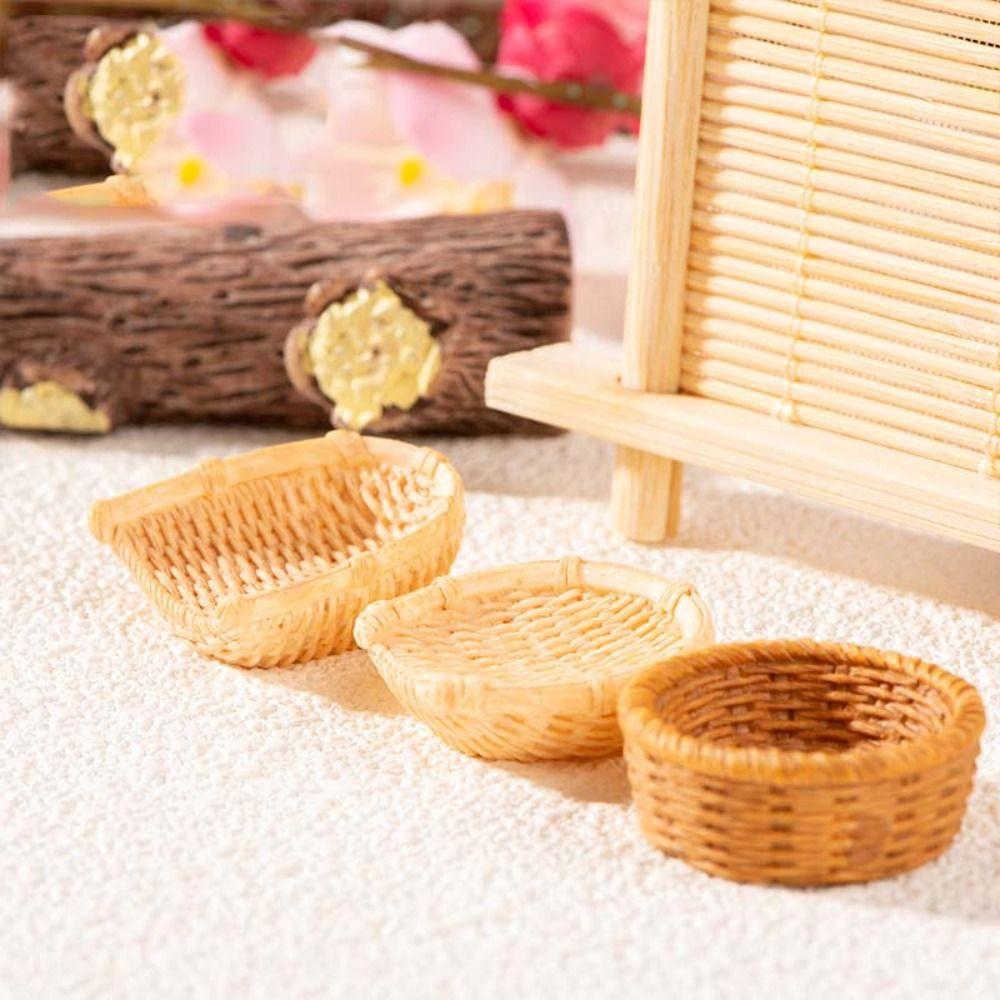 Simulation Dollhouse Miniature Chair Furniture Decoration Simulation Bamboo Basket  Kid Toys