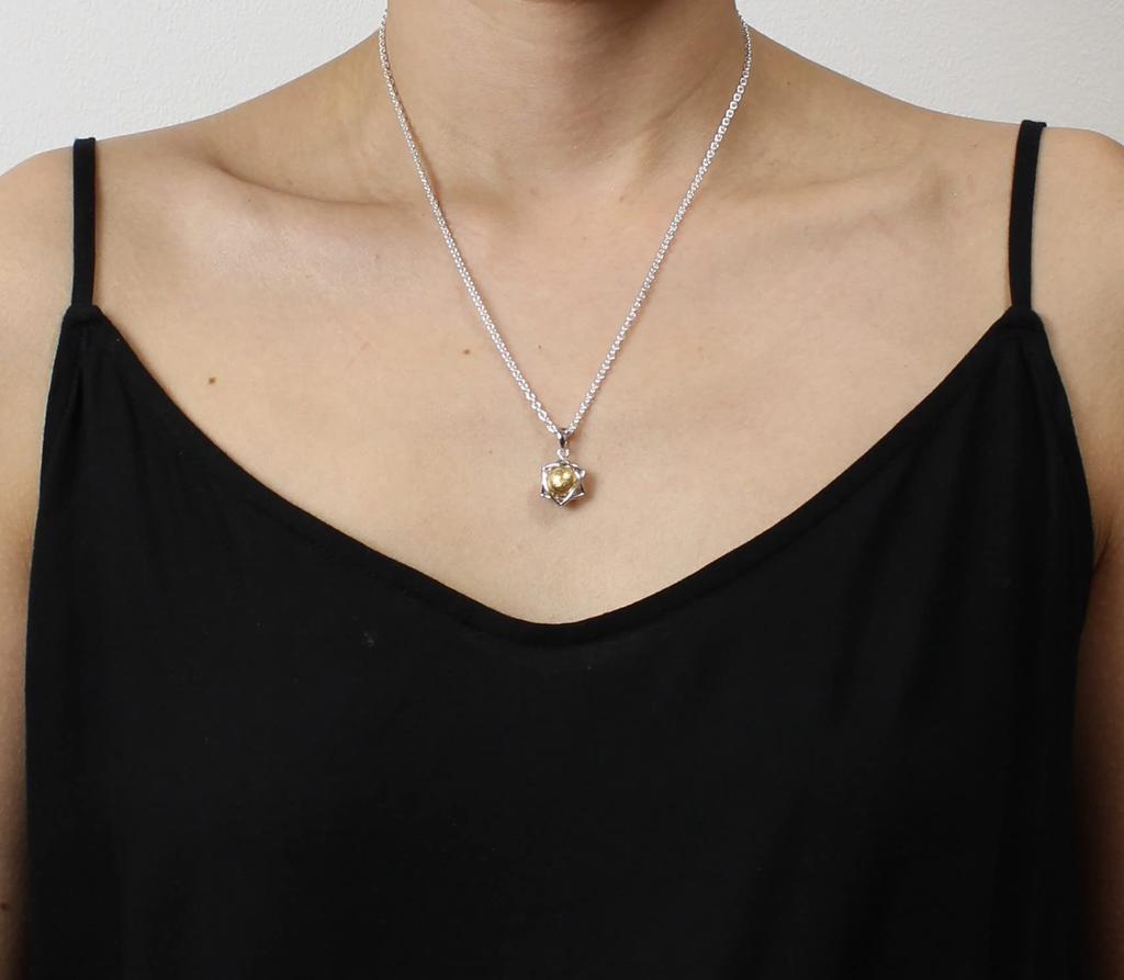 Hexagram, Star of David, Lucky Star, Gibeon Meteorite Pendant, Sterling Silver 925, Gold