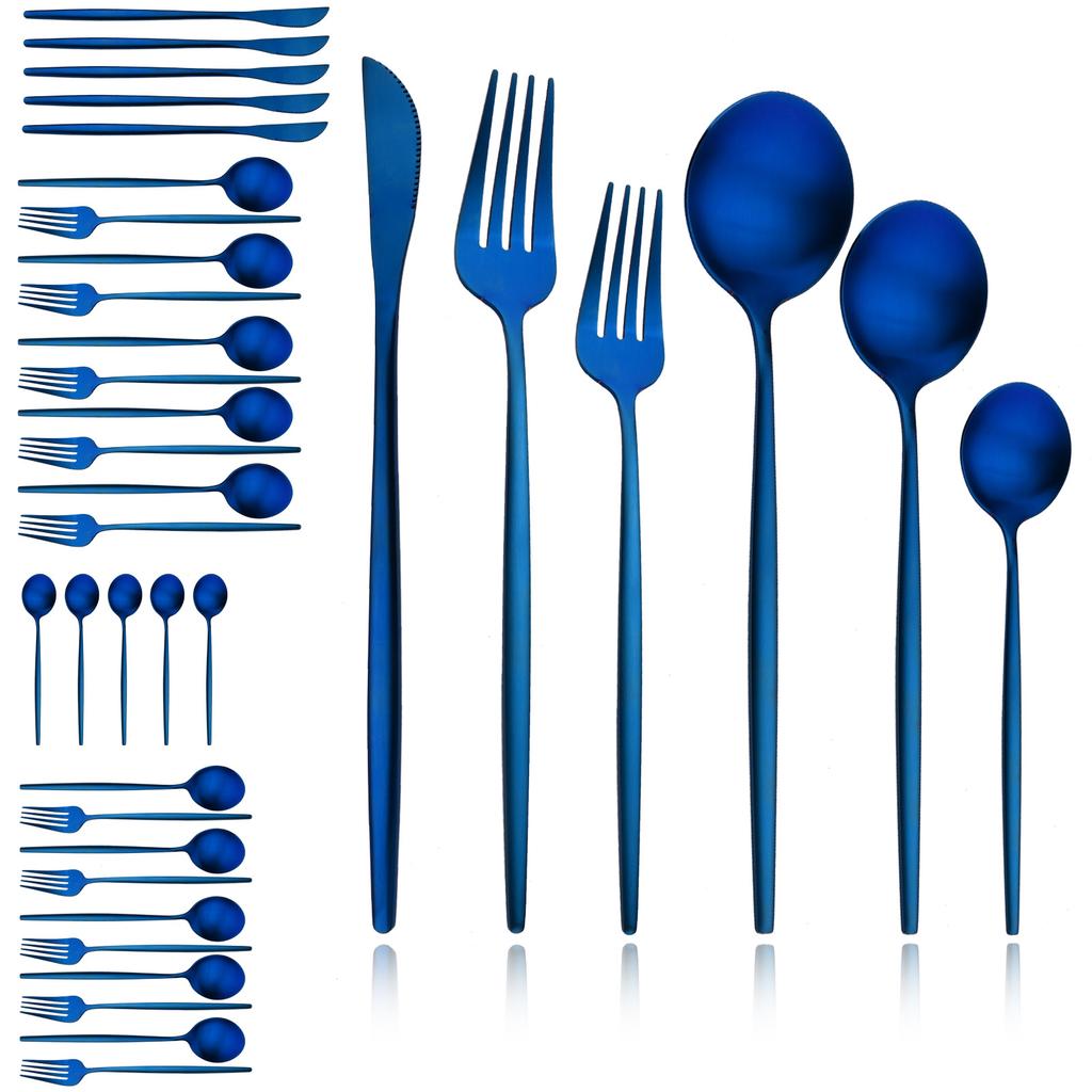 Black Gold 36Pcs Matte Flatware Dinnerware Set Knife Dessert Fork Spoon Dinner Set Stainless Steel Tableware Kitchen Cutlery Set