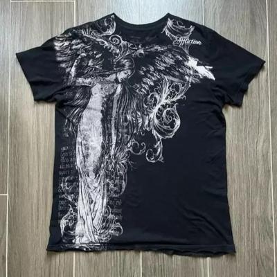 BeatStreet Classic Y2K Gothic Stil T-Shirt Druck Oversized T-Shirt High Street Shirts Gothic Rundhals Baumwoll Tops Neues Herren Damen T-Shirt