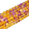 Yellow Chalcedony Floating Purple Jades Natural Stone 15" Smooth Loose Spacer Beads 4/6/8/10/12mm for Jewelry Making DIY Bracelets Charms Accessories