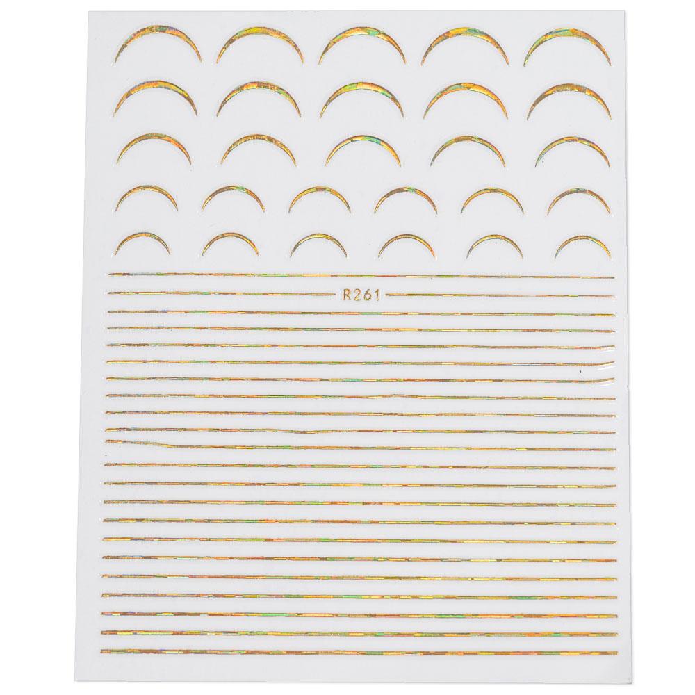 12Pcs/1pcs Nail Lines Strip Stickers Gold/Silver Metal CurveStrip Tape Decals Self-Adhesive Slider DIY Manicure Nail Art Sticker