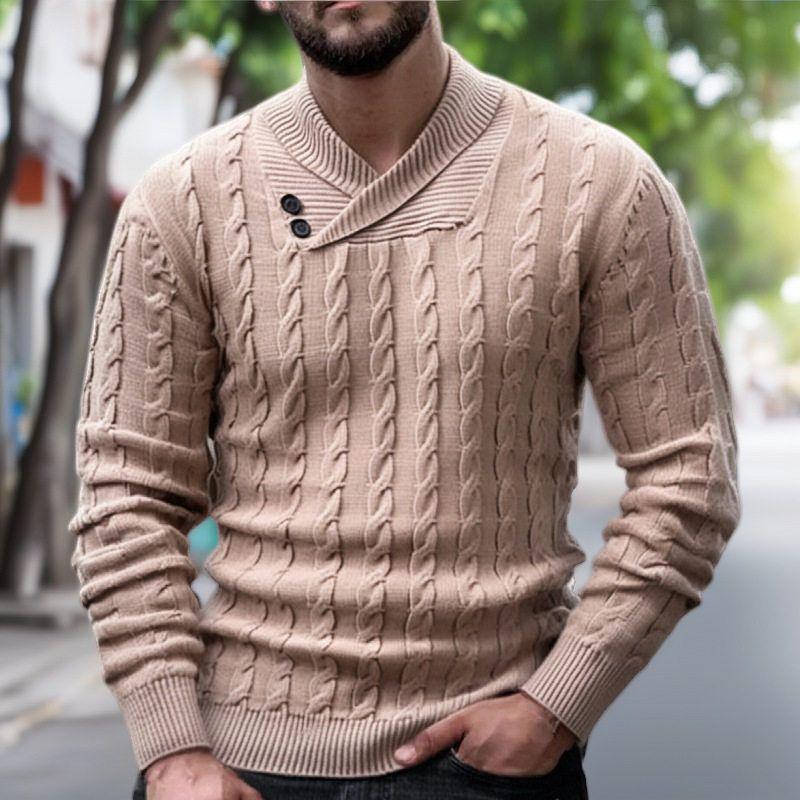 

Trade Cross-Border Men s Clothing European and American Spring and Autumn Thin Knit Sweater Top with Classic Twist Pattern Pullover Sweater Sy0024 Khaki 3 XL