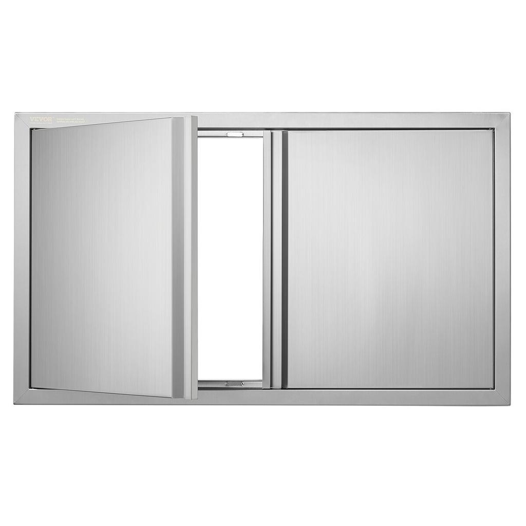 BBQ Access Door, 914x534 Mm Double Outdoor Kitchen Door, Stainless Steel Flush Mount Door, Wall Vertical Door with Recessed Handles , for BBQ Island,