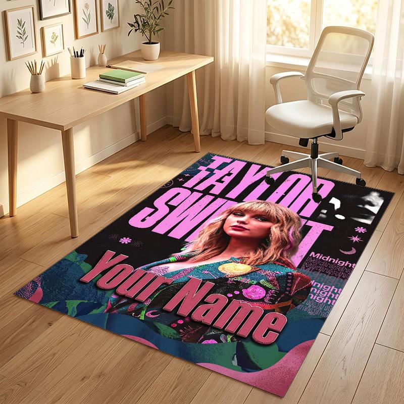 Personalisierter Kristall-Samtteppich, Taylor Swift Individuell Bedruckter Name, Plüsch-Bereichsteppich Für Zuhause Innenbereich Dekor