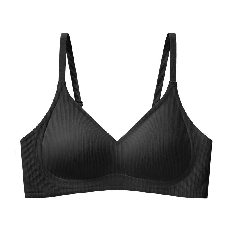 

Кружевное нижнее белье женское летняя тонкая коллекция против провисания маленькая грудь бесшовный бюстгальтер мягкий поддерживающий бюстгальтер прикрывающий 2XL size = 40/90 ABC cup (150-82.5kg) чёрный