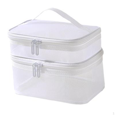 Double Layer Toiletry Bag Bathroom Cosmetic Organizer Large Capacity Carrying Case Portable for