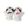 Cartoon Christmas Puppy Plush Women's Winter Mittens - Warm, Thick, Fluffy, Full-Cover Gloves with Neck Strap for Cold Protection
