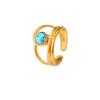 Boho Mehrfarbiger Türkis Edelstahl Offener Ring, Umweltfreundlich & Lichtecht, Schlichtes Titanstahl Design für Damen