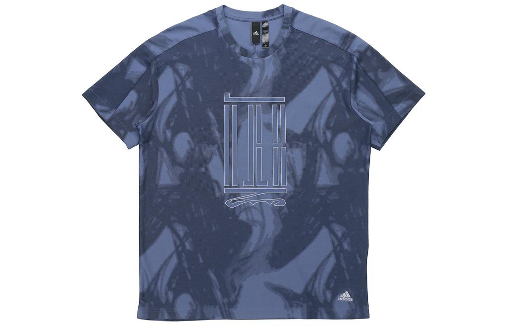 Adidas T Shirts Men's Blue Crew Neck Moderate Straight Fit GU1801