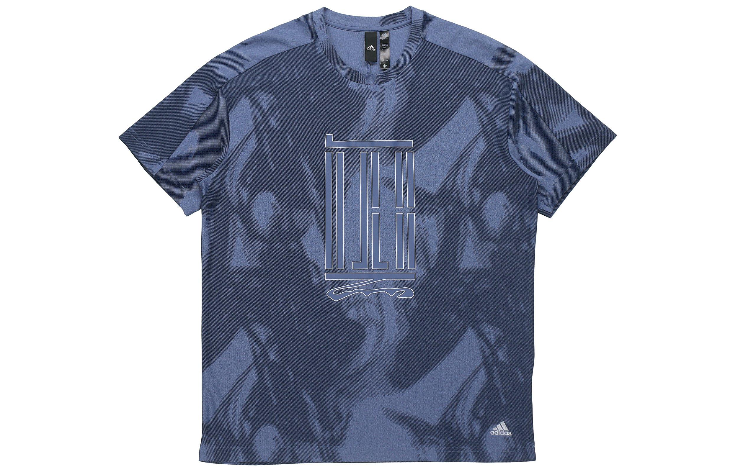 

Adidas T Shirts Men s Blue Crew Neck Moderate Straight Fit GU1801 S