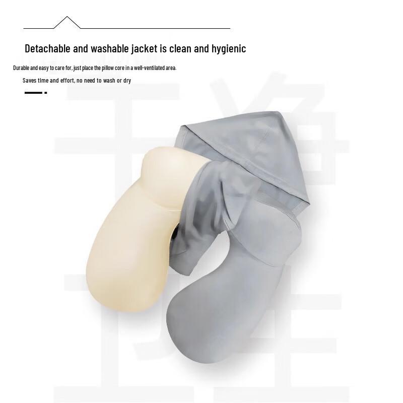 Lishen Portable Inflatable U-Shaped Travel Neck Pillow with Hood