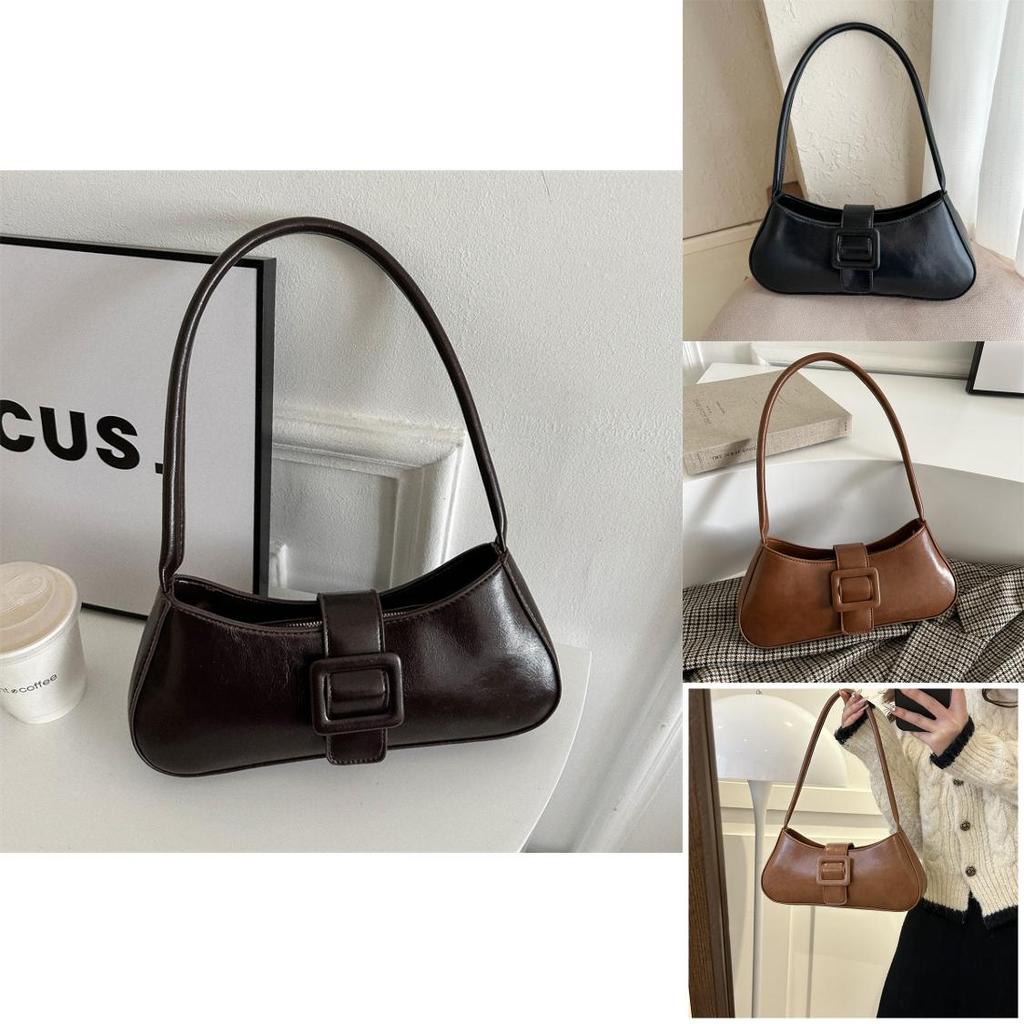 Stylish Minimalist Ins Small Batch Bag Pu Material Street Fashion Shoulder Bag 2023 Winter New Bag