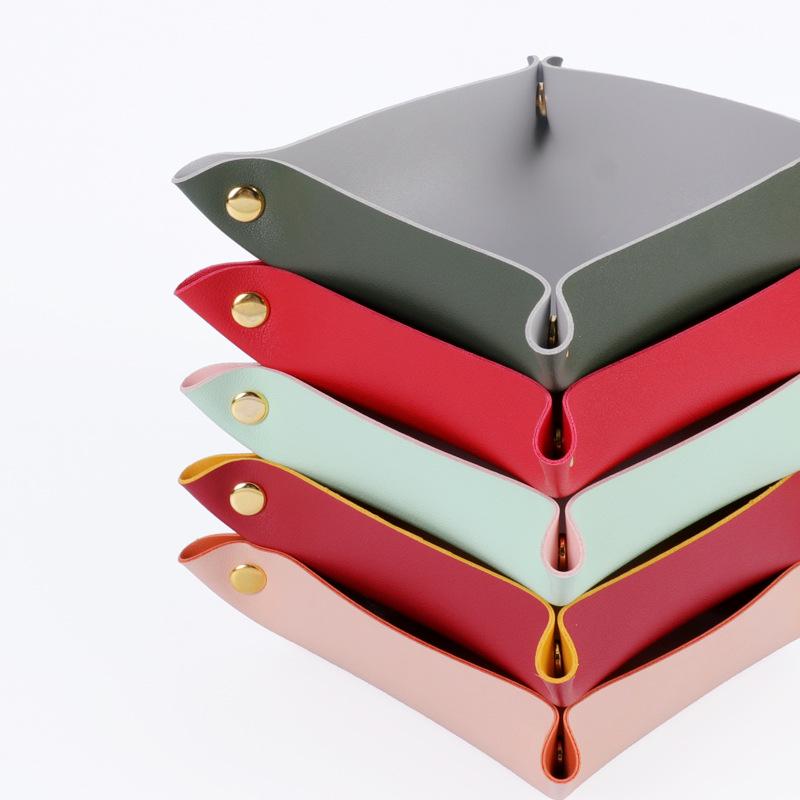 

Nordic-Style Leather Desktop Organizer Tray for Cosmetics, Jewelry, Keys Small 15*15cm