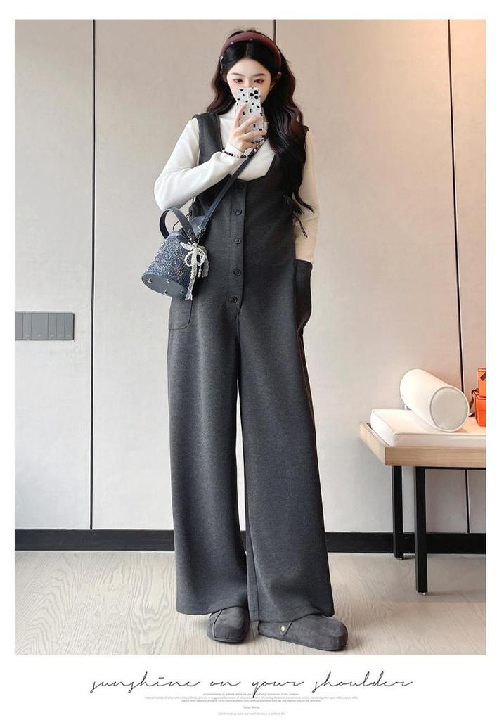 Autumn Winter 2025 Cashmere Velvet Maternity Overalls: Stylish, Age-Reducing, High-Grade, Plus Size