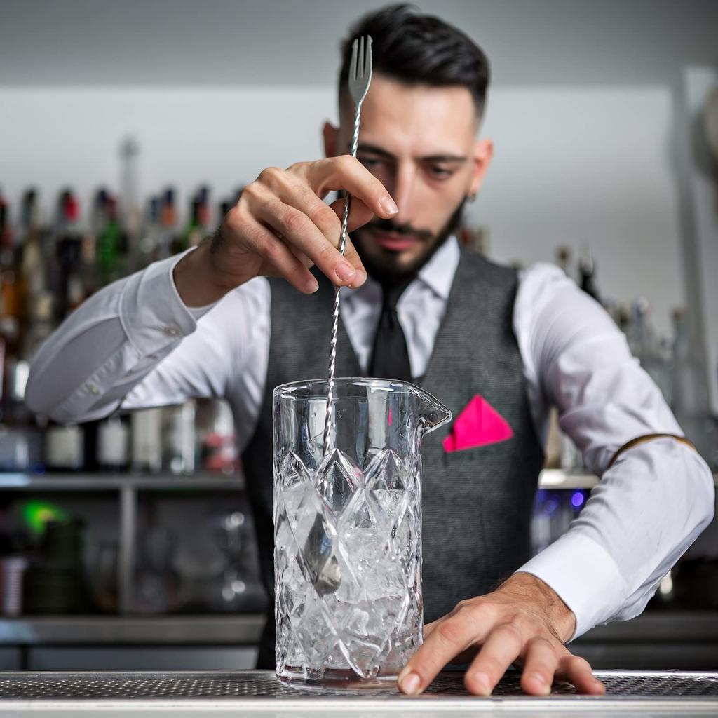 Uxcell Bar Mixing Spoon Cocktail Spoon Stainless Steel 50cm with Long Handle Spiral Pattern for Bartenders Household Supplies Gold