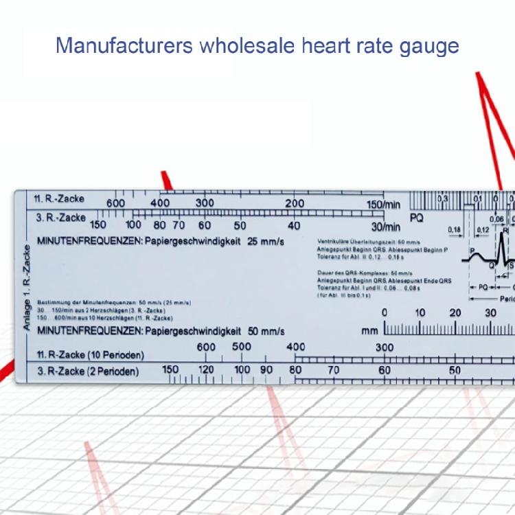 Heart Rate Scale Ruler for Interpretation Measurement Tool Reference Ruler Tool, Transparent Electrocardiogram Ruler