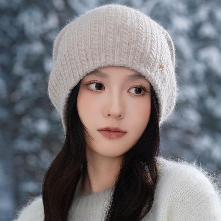 Women Winter Warm Ear Protection Knitted Hat Female Cute Pullover Wool Hat