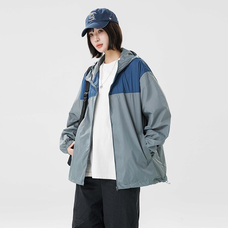 Fashion sunscreen clothing men and women models summer thin section of ice silk breathable hooded couple sportswear cycling sunwear jacket