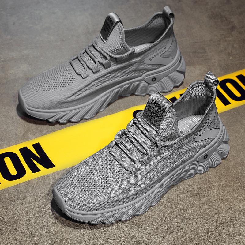 

2025 весна лето новые дышащие одинарная сетка легкие мужские туфли летящие тканые кроссовки повседневные корейские кокосовые туфли папины кроссовки мужские 39 серый