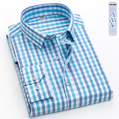 Autumn Plaid Casual Long Sleeve Shirt Men's Simple Classic Business Office Formal Shirts Fashion Soft Breathable Party Dress