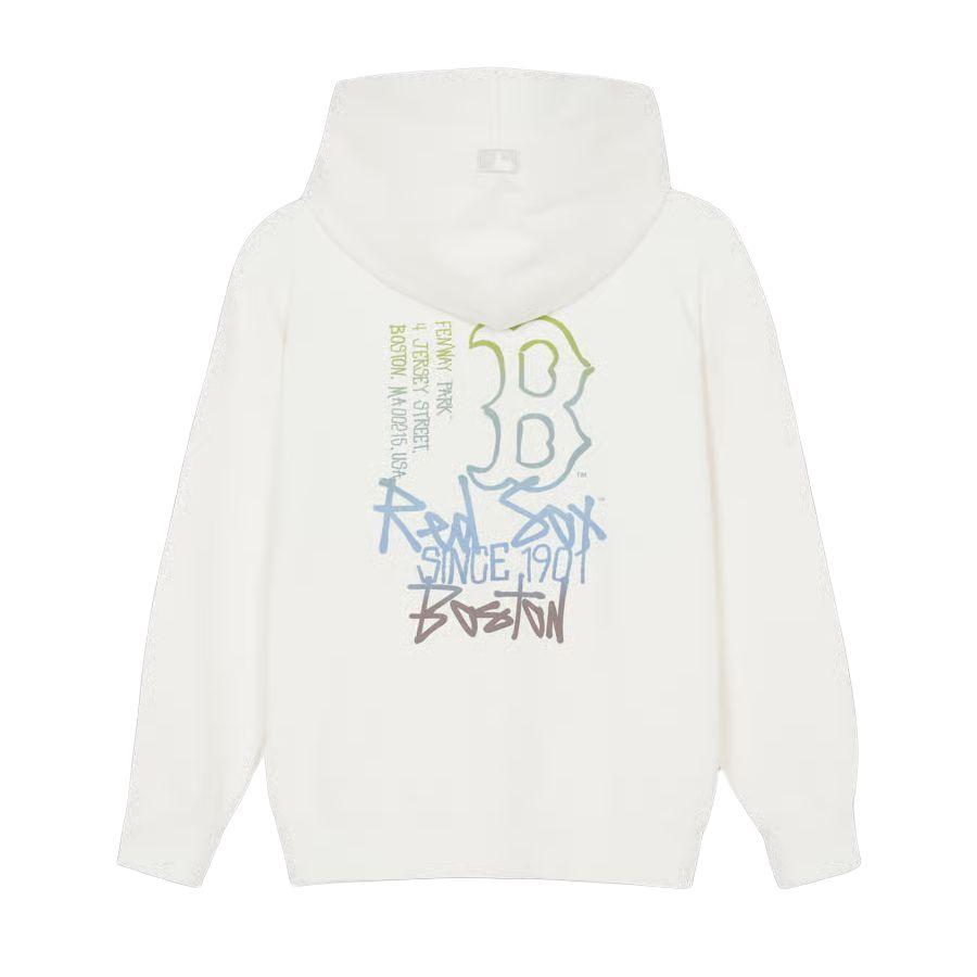 MLB Boston Red Sox Zipper Gradient Graffiti Hoodie Unisex hoodies Cream 3ATRB0361-43CRS