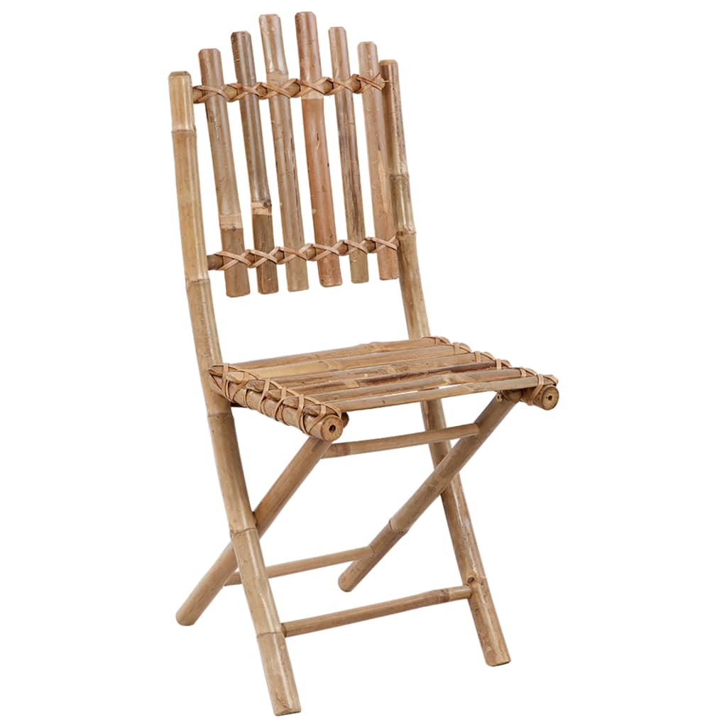 Folding Garden Chairs 2 Pcs. with Cushions Bamboo