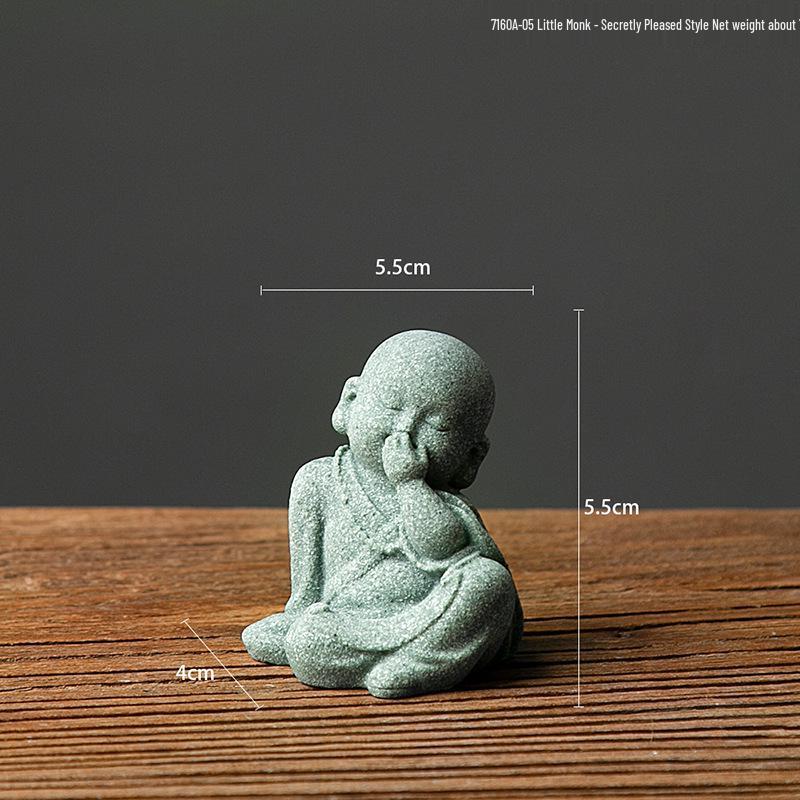 Porcelain Green Sandstone Buddha Ornament for Zen Fish Tank or Bonsai Display