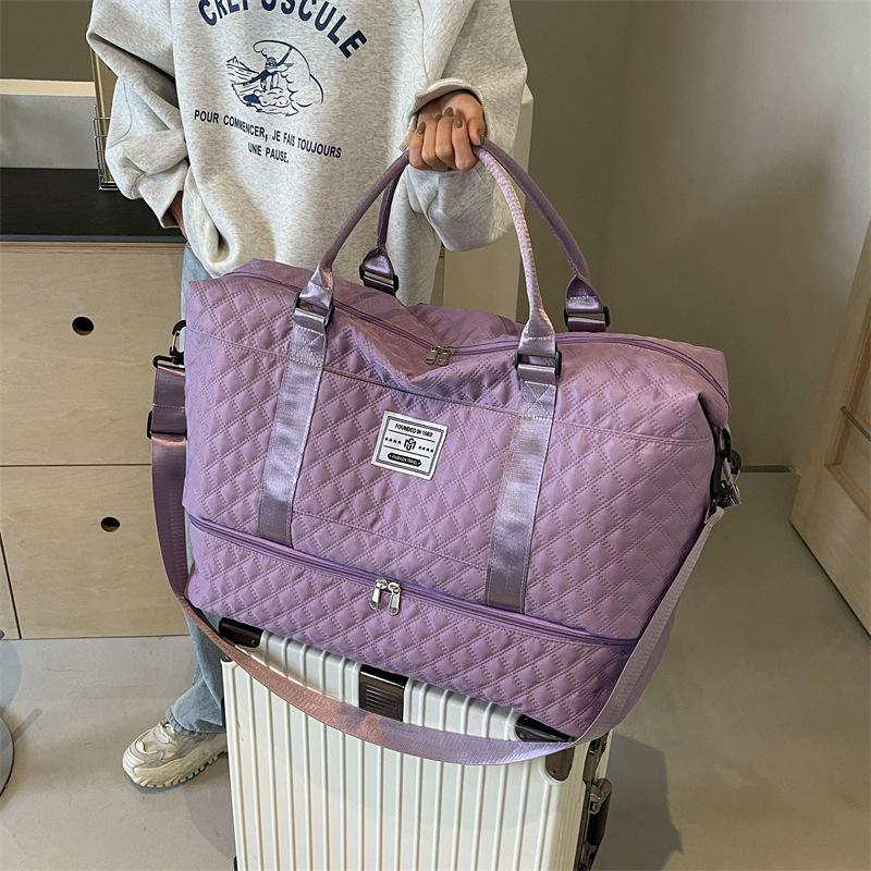 Modna Torba Sportowa na Krótką Podróż, Rhombus, Separacja na Mokre i Suche, Torba na Jogę i Fitness, Duża Pojemność, Torba na Buty Cango, Torba Podróżna