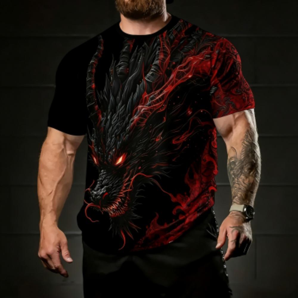 Fashion Summer Men's T-Shirt Dragon Pattern 3D Print Tees Top Hip Hop Loose Short Sleeve Streetwear Vintage Oversized Women T-shirt