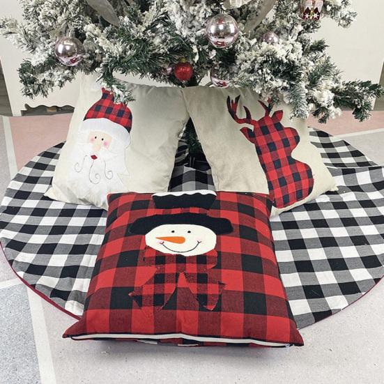 

Santa Elk Snowman Red Black Plaid Non Woven Pillow Case Cushion Cover Xmas Decor